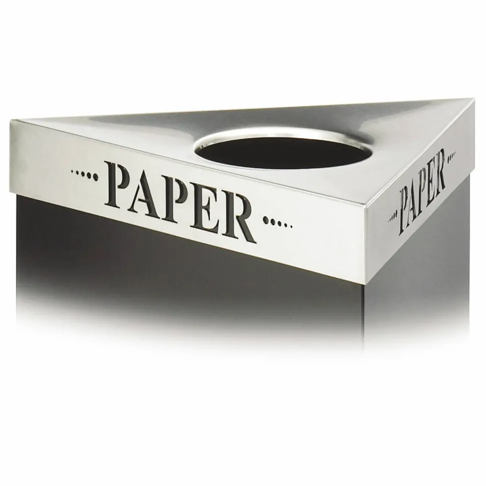 Safco Trifecta Waste Receptacle Lid, Laser Cut "PAPER" Inscription, Stainless Steel