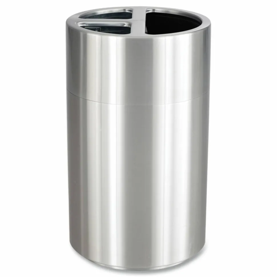 Safco Triple Recycling Receptacle, 40 gal, Steel, Brushed Aluminum