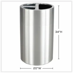 Safco Triple Recycling Receptacle, 40 gal, Steel, Brushed Aluminum