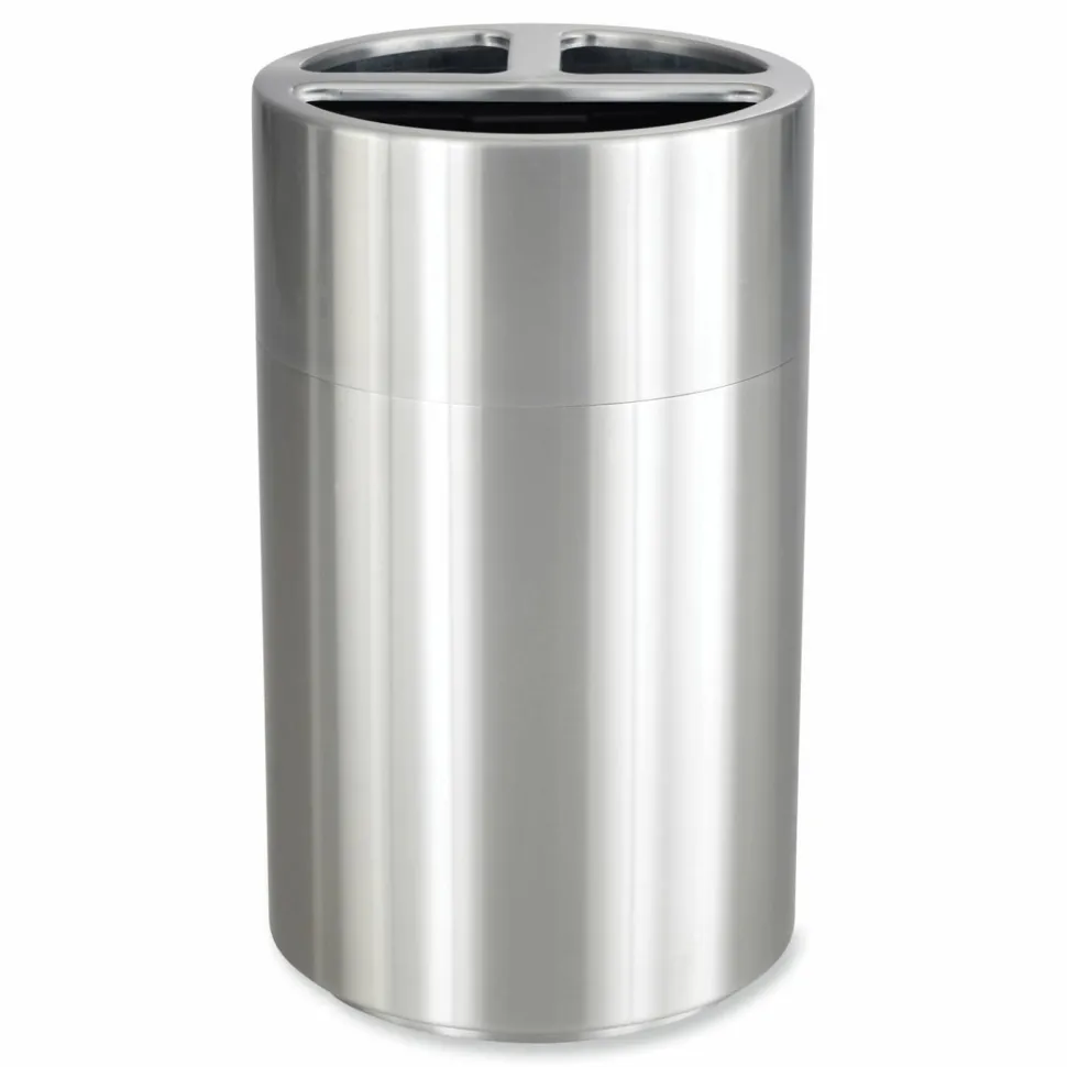 Safco Triple Recycling Receptacle, 40 gal, Steel, Brushed Aluminum