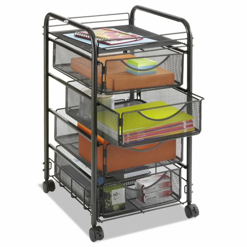 Safco Tubular Steel Frame Mobile File Cart, 27"H x 15 3/4"W x 17"D, Black
