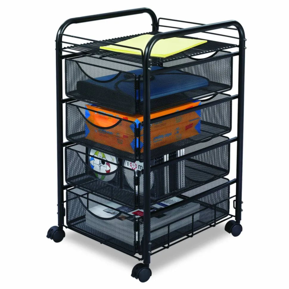 Safco Tubular Steel Frame Mobile File Cart, 27"H x 15 3/4"W x 17"D, Black