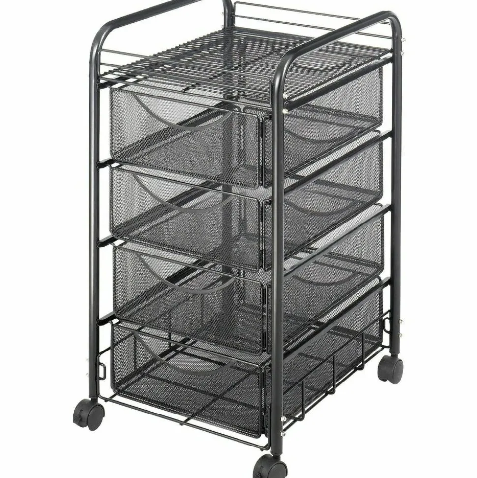 Safco Tubular Steel Frame Mobile File Cart, 27"H x 15 3/4"W x 17"D, Black