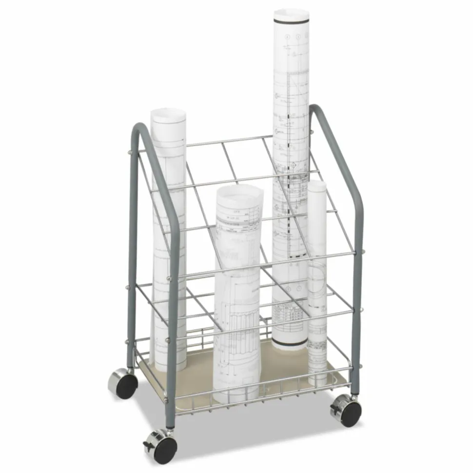 Safco Tubular Steel Wire Roll File, 12 Compartments, 3 3/4", Light Gray