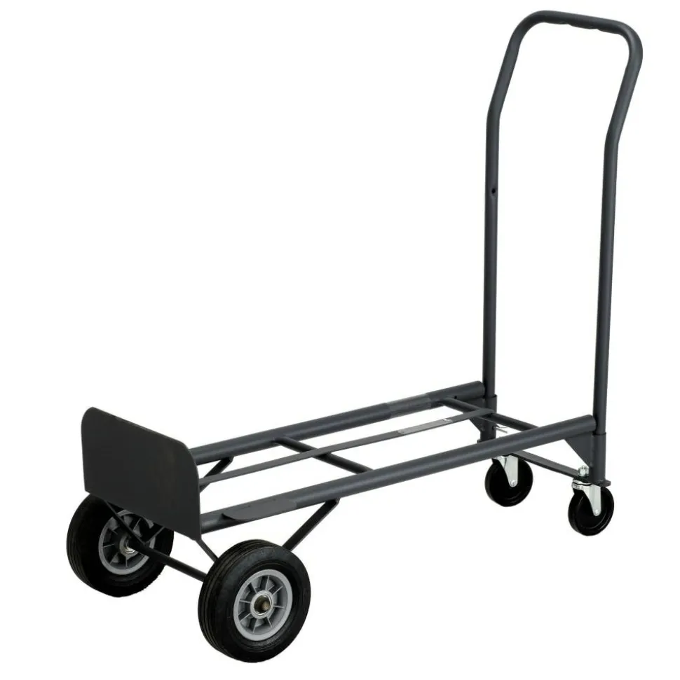 Safco Tuff Truck Convertible Hand Truck, 400-500 Lb. Capacity, 8" Wheel, Black