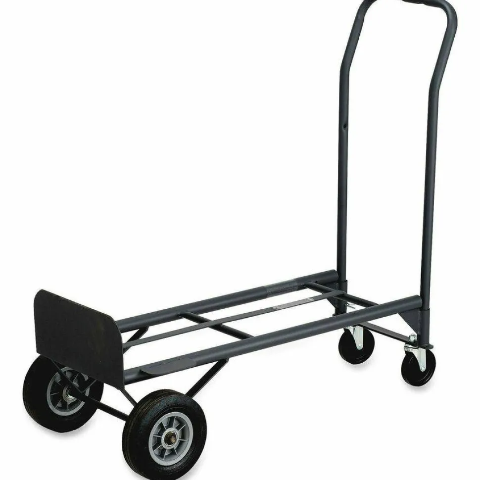 Safco Tuff Truck Convertible Hand Truck, 400-500 Lb. Capacity, 8" Wheel, Black
