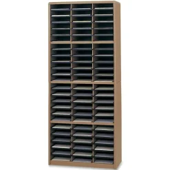 Safco Value Sorter Steel Corrugated Literature Organizer, 72 Compartments, Medium Oak
