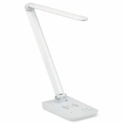 Safco Vamp LED Wireless Charging Lamp, Multi-pivot Neck, 16.75" High, White