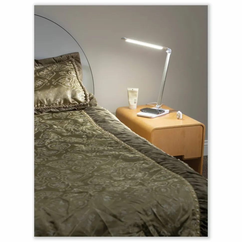 Safco Vamp LED Wireless Charging Lamp, Multi-pivot Neck, 16.75" High, White