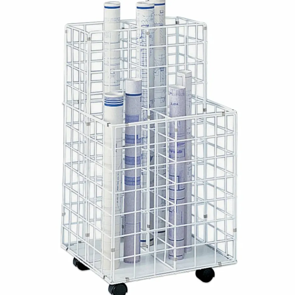 Safco Wire Roll File, 4 Compartments, White