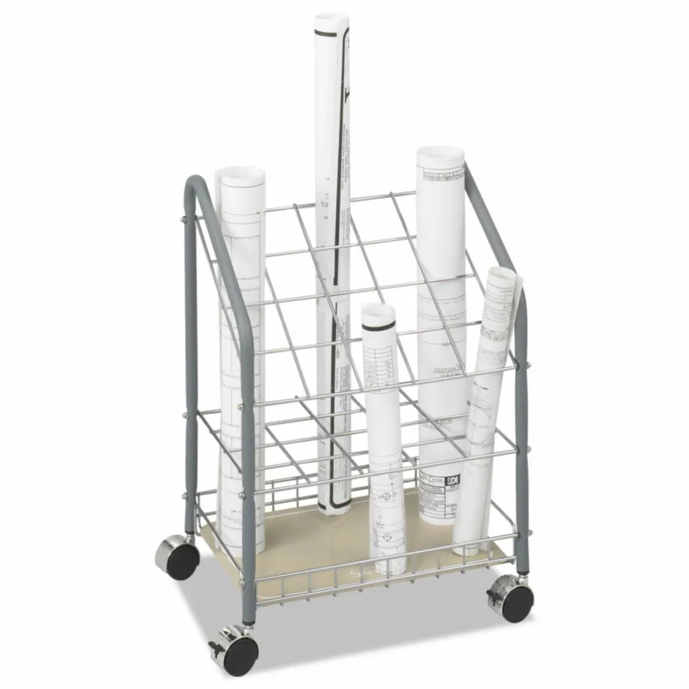 Safco Wire Roll/Files, 20 Compartments, 18w x 12.75d x 24.5h, Gray
