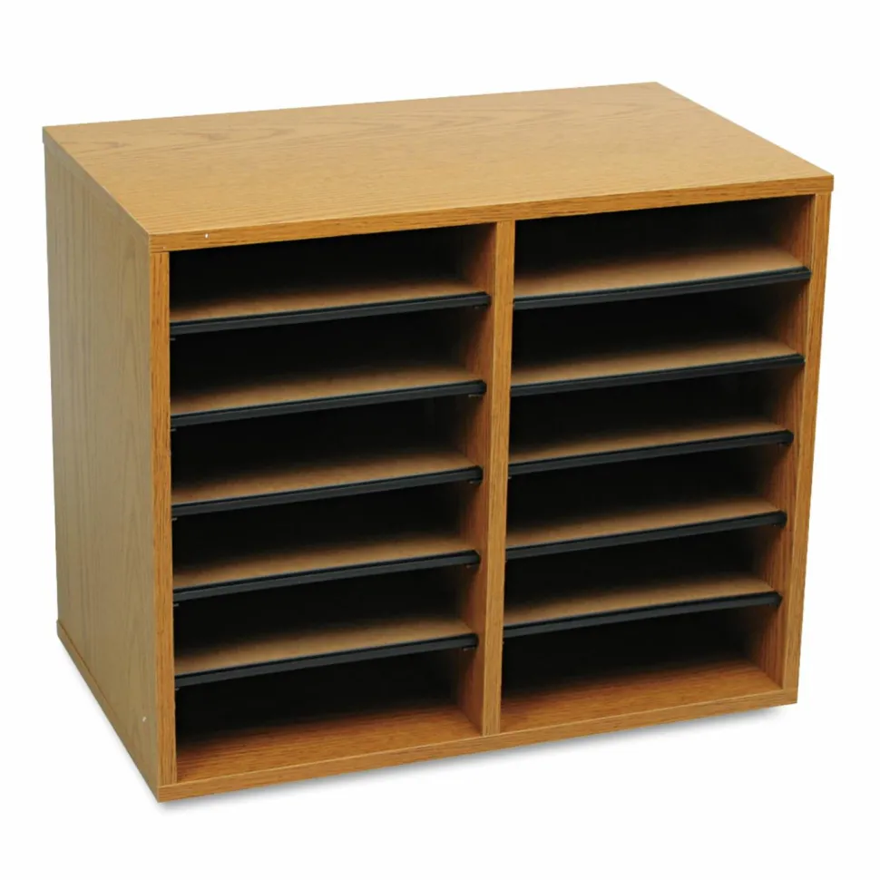 Safco Wood Adjustable Organizer, 16 1/8"H x 19 5/8"W x 11 7/8"D, Medium Oak