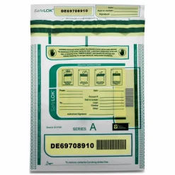 SafeLOK Deposit Bag, Plastic, 9" x 12", Clear, 100/Pack