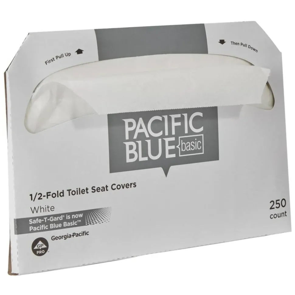 Safe T Gard PACIFIC BLUE BASIC 1/2 FOLD TOILET SEAT COVER BY GP PRO (GEORGIA PACIFIC), WHITE, 5,000 COVERS PER CASE