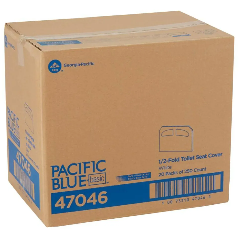 Safe T Gard PACIFIC BLUE BASIC 1/2 FOLD TOILET SEAT COVER BY GP PRO (GEORGIA PACIFIC), WHITE, 5,000 COVERS PER CASE