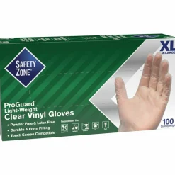 Safety Zone Powder Free Clear Vinyl Gloves