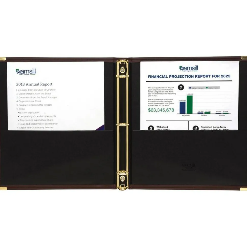 Samsill Classic Collection Ring Binder, 3 Rings, 1" Capacity, 11 x 8.5, Burgundy