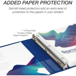 Samsill Durable D-Ring View Binders, 3 Rings, 1" Capacity, 11 x 8.5, Blueberry/Blue Coconut/Dragonfruit/Purple, 4/Pack