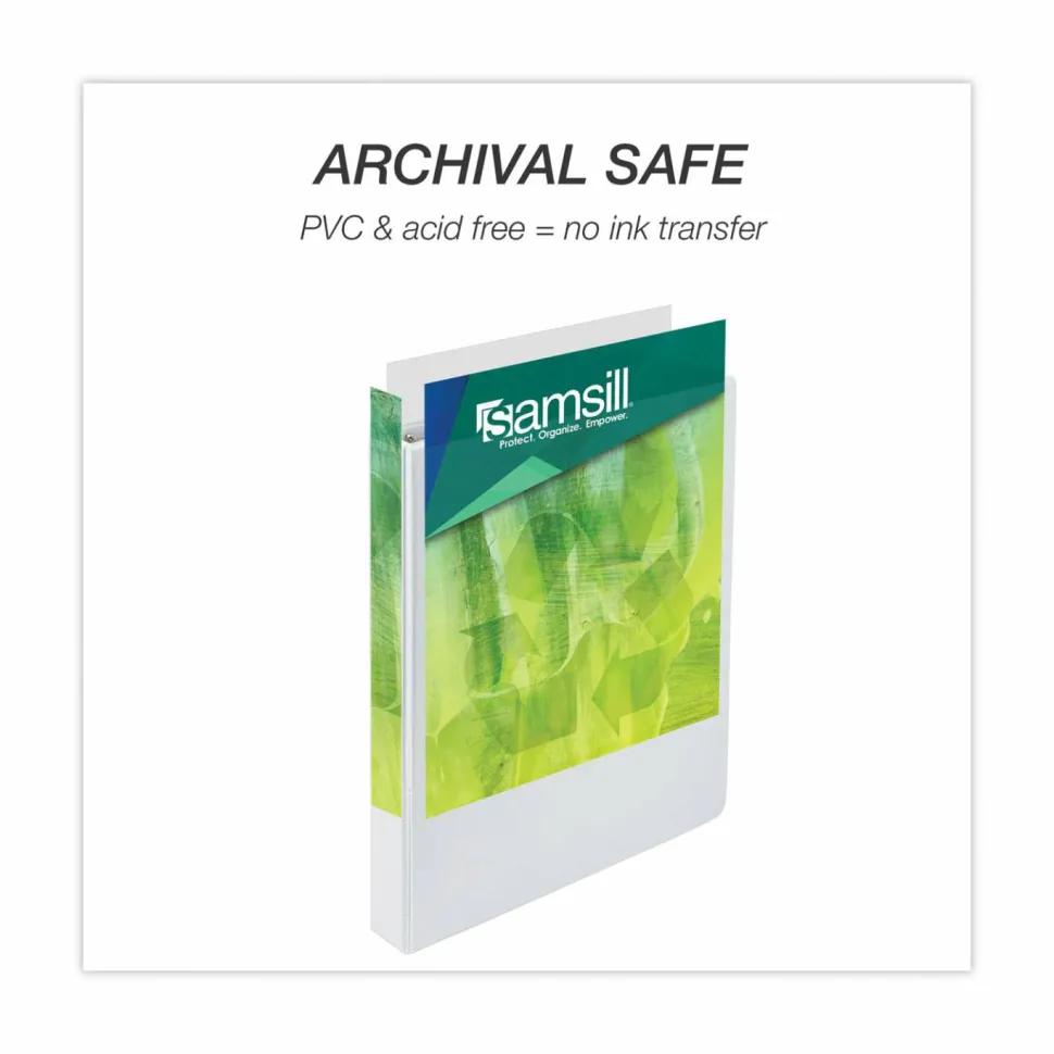 Samsill Earth's Choice Insertable Vue 3-Ring Binder, 1" Round Rings, White