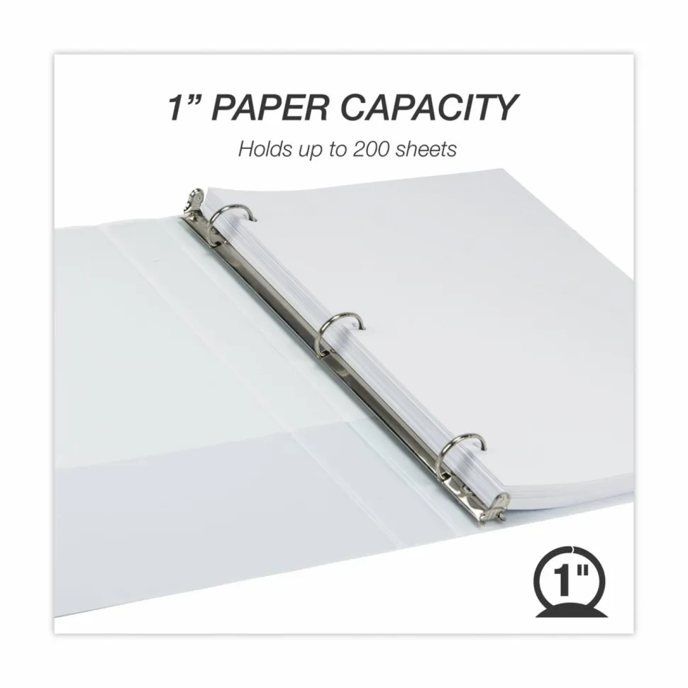 Samsill Earth's Choice Insertable Vue 3-Ring Binder, 1" Round Rings, White