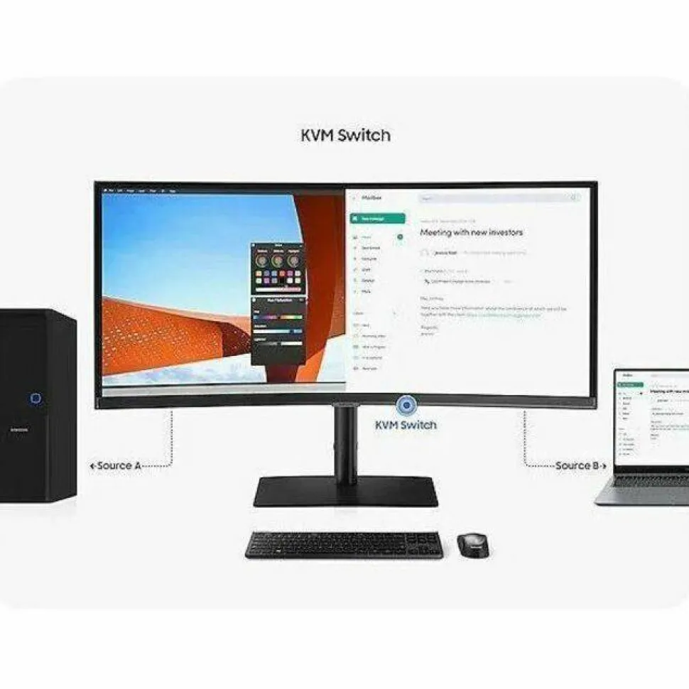 Samsung ViewFinity S6 S34C654VAN 34" Class Webcam UW-QHD Curved Screen LCD Monitor - 21:9 - Black