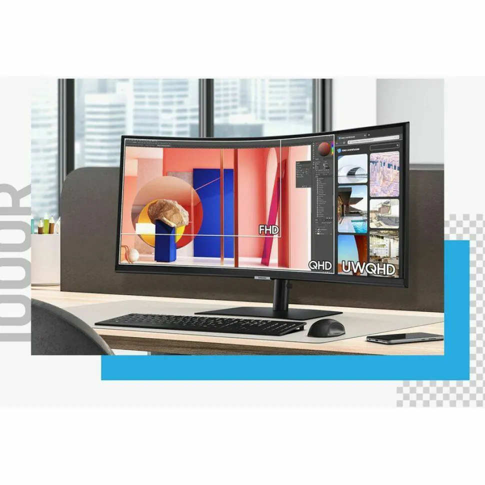 Samsung ViewFinity S6 S34C654VAN 34" Class Webcam UW-QHD Curved Screen LCD Monitor - 21:9 - Black