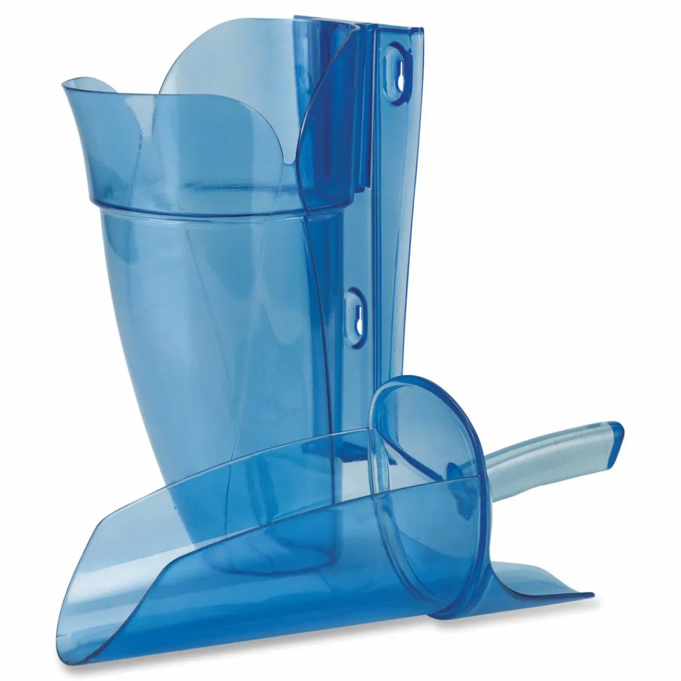 San Jamar Saf-T-Scoop and Guardian System for Ice Machines, 64 oz to 86 oz Ice Scoop, Transparent Blue