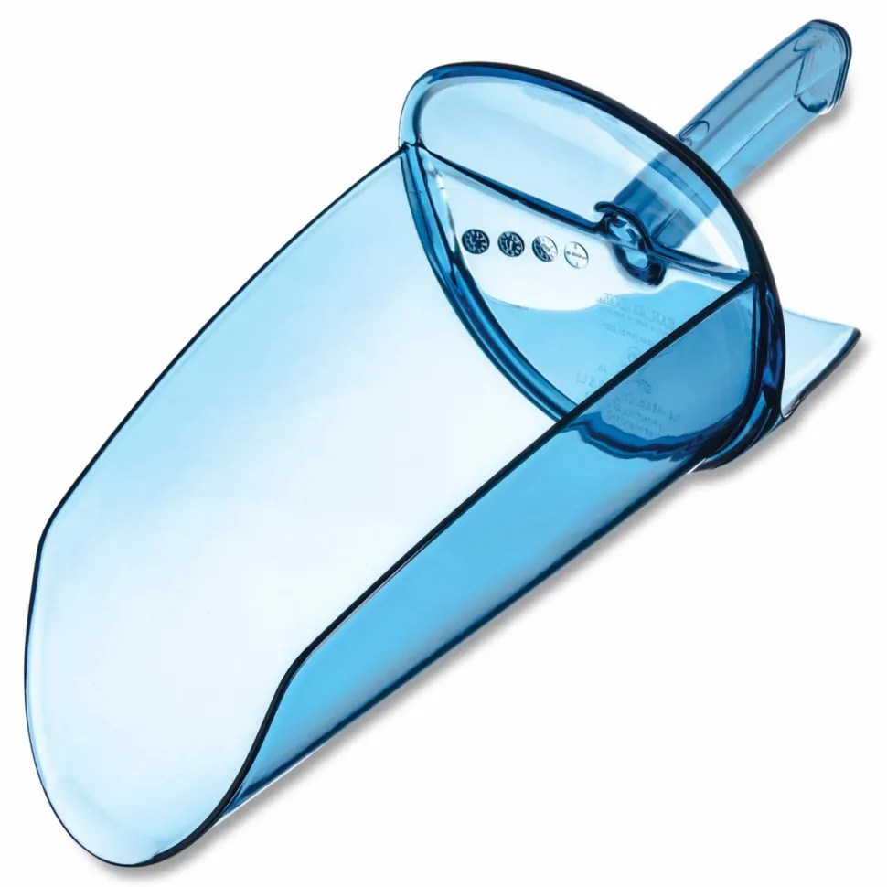 San Jamar Saf-T-Scoop and Guardian System for Ice Machines, 64 oz to 86 oz Ice Scoop, Transparent Blue