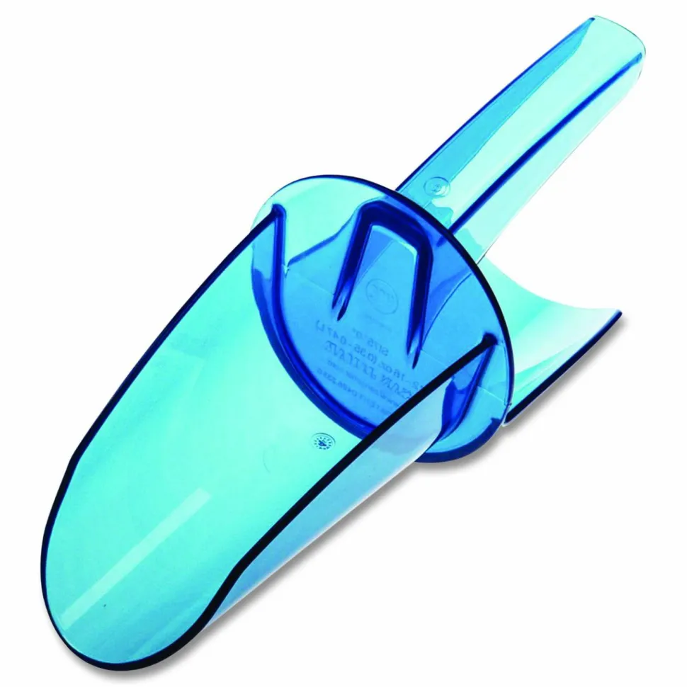 San Jamar Saf-T-Scoop and Guardian System for Ice Machines, 12 oz to 16 oz Ice Scoop, Transparent Blue, 50/Carton
