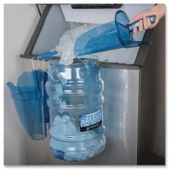 San Jamar Saf-T-Scoop and Guardian System for Ice Machines, 12 oz to 16 oz Ice Scoop, Transparent Blue, 50/Carton