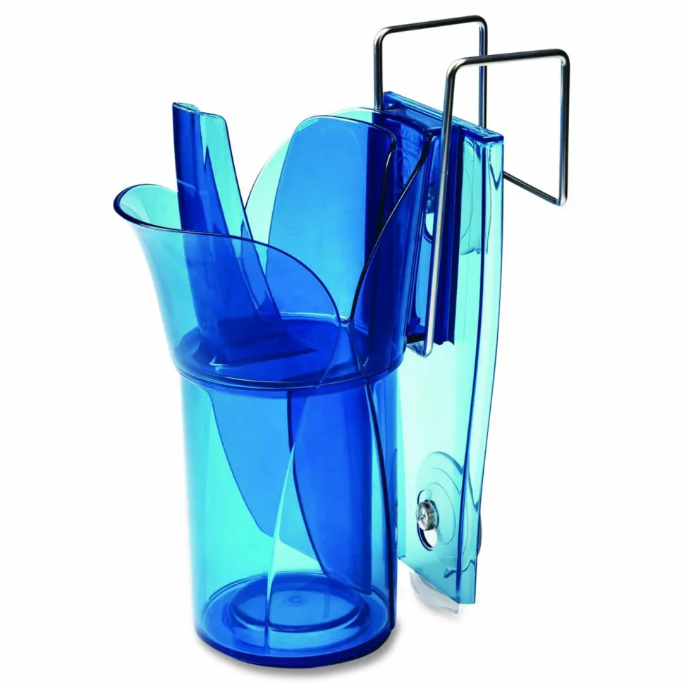 San Jamar Saf-T-Scoop and Guardian System for Ice Machines, 12 oz to 16 oz Ice Scoop, Transparent Blue, 50/Carton