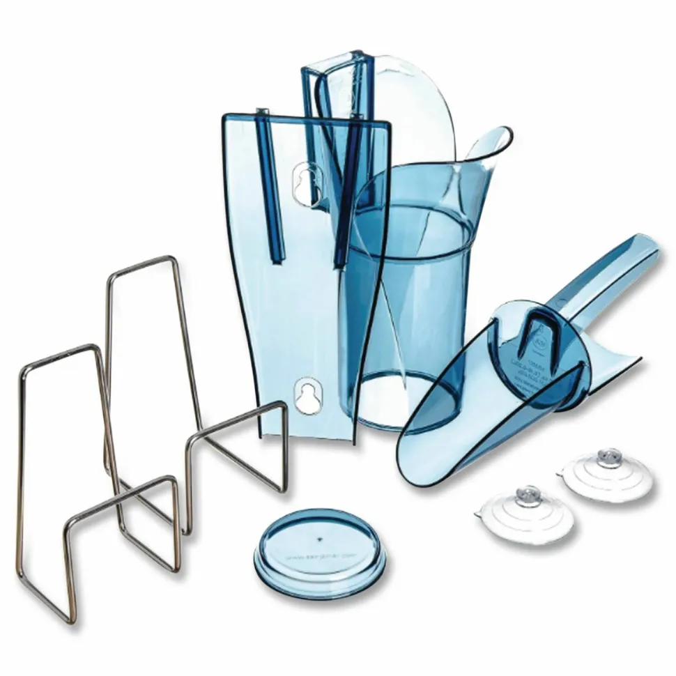 San Jamar Saf-T-Scoop and Guardian System for Ice Machines, 6 oz to 10 oz Ice Scoop, Transparent Blue