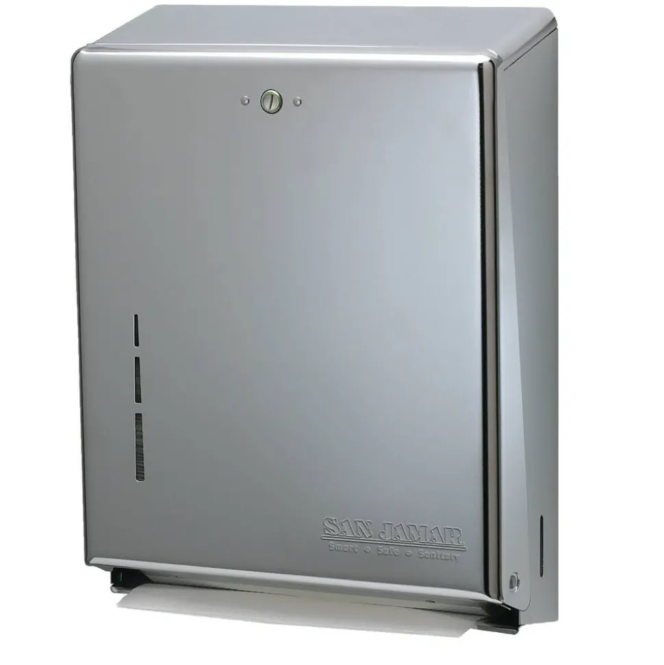San Jamar C-Fold/Multifold Towel Dispenser, 14 3/4"H x 11 3/8"W x 4"D, Chrome
