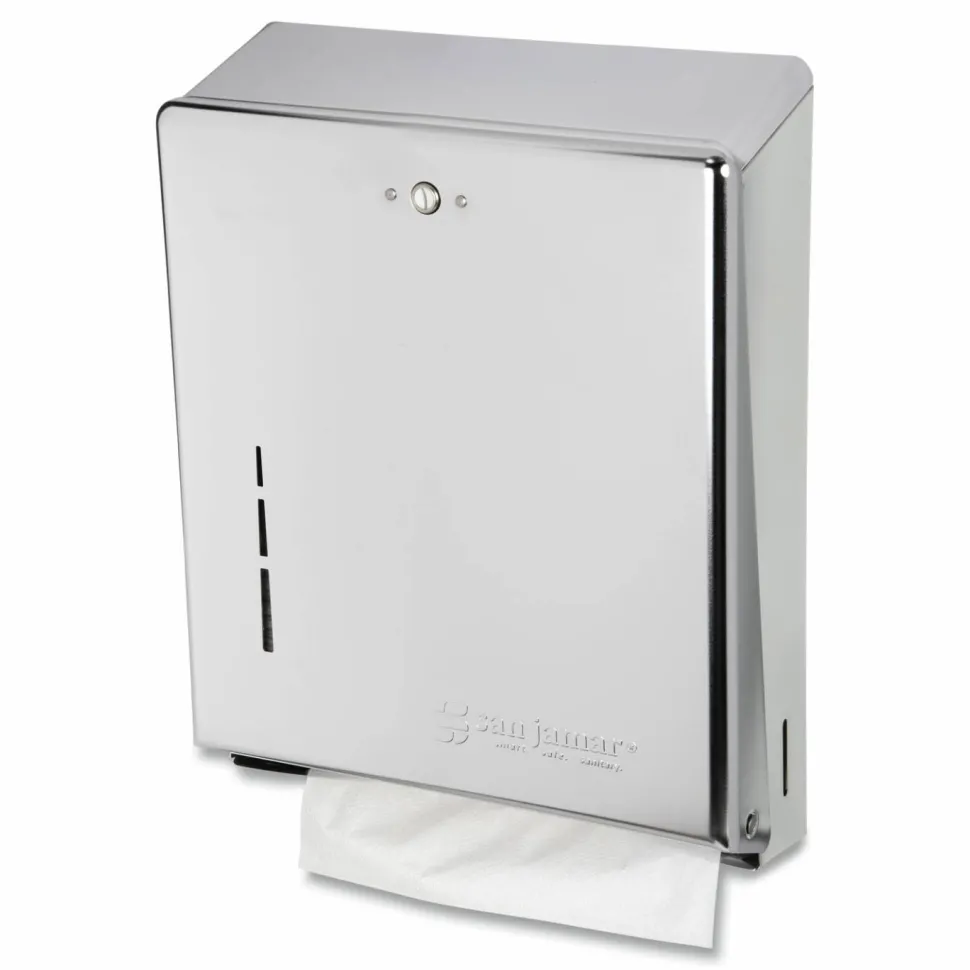San Jamar C-Fold/Multifold Towel Dispenser, 14 3/4"H x 11 3/8"W x 4"D, Chrome
