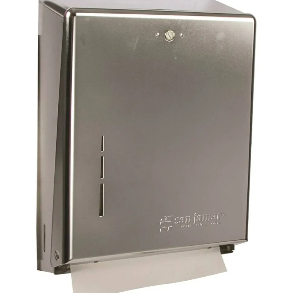 San Jamar C-Fold/Multifold Towel Dispenser, 14 3/4"H x 11 3/8"W x 4"D, Chrome