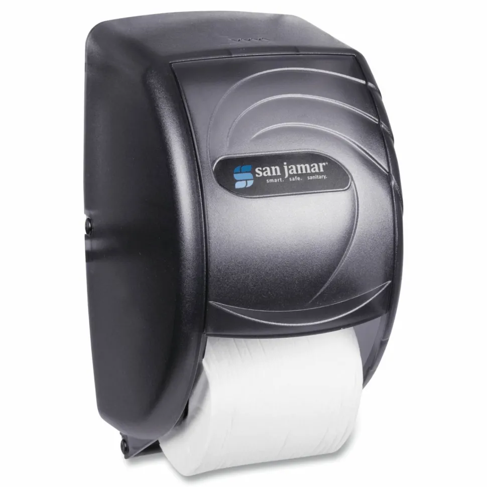 San Jamar Duett Standard Bath Tissue Dispenser, Oceans, 7.5 x 7 x 12.75, Transparent Black Pearl