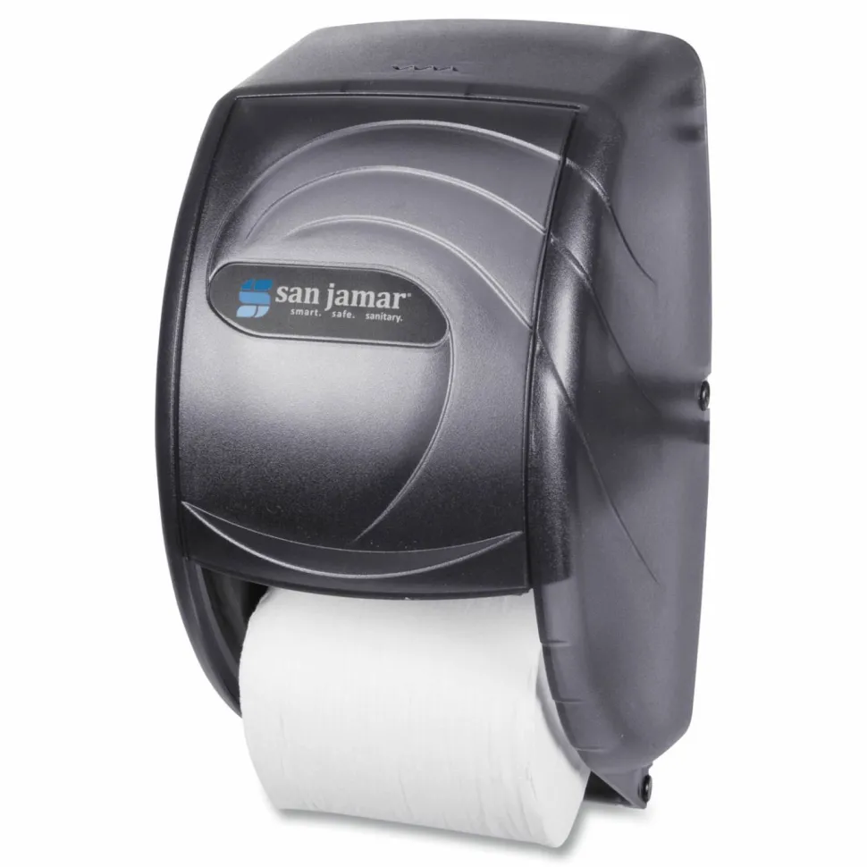 San Jamar Duett Standard Bath Tissue Dispenser, Oceans, 7.5 x 7 x 12.75, Transparent Black Pearl
