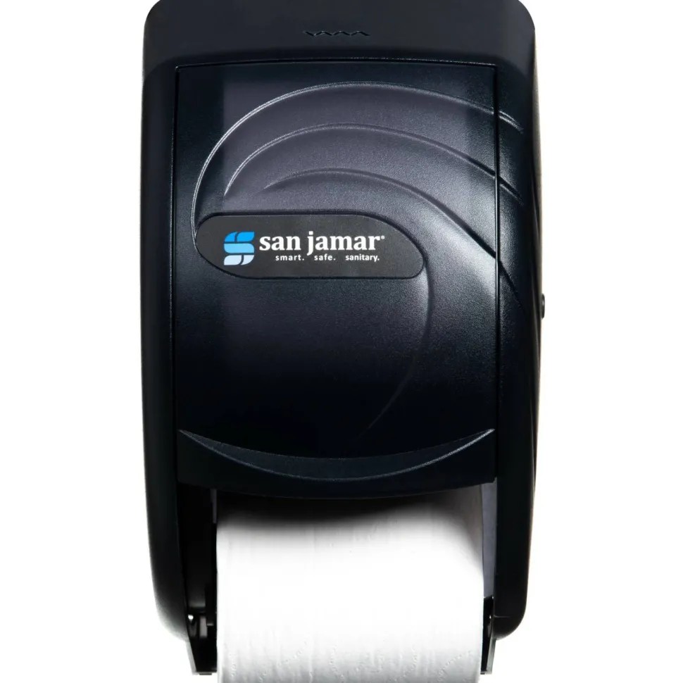 San Jamar Duett Standard Bath Tissue Dispenser, Oceans, 7.5 x 7 x 12.75, Transparent Black Pearl