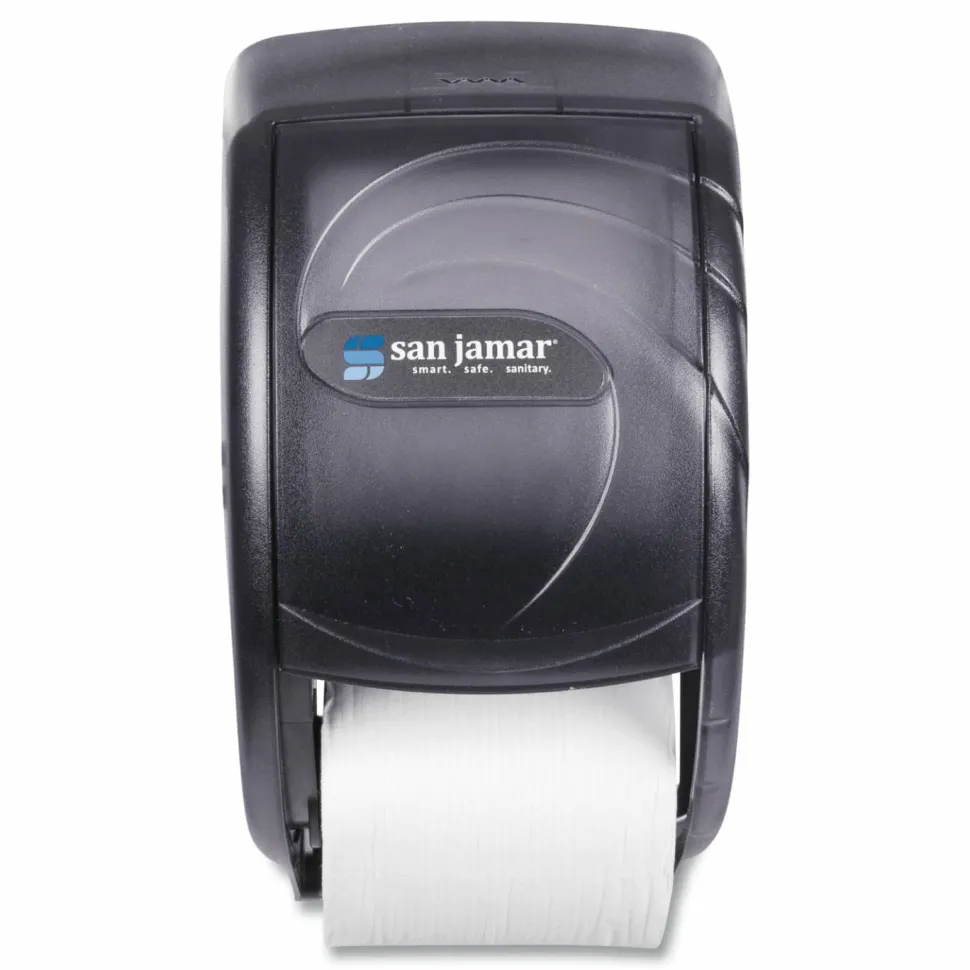 San Jamar Duett Standard Bath Tissue Dispenser, Oceans, 7.5 x 7 x 12.75, Transparent Black Pearl
