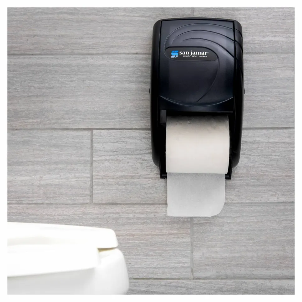 San Jamar Duett Standard Bath Tissue Dispenser, Oceans, 7.5 x 7 x 12.75, Transparent Black Pearl