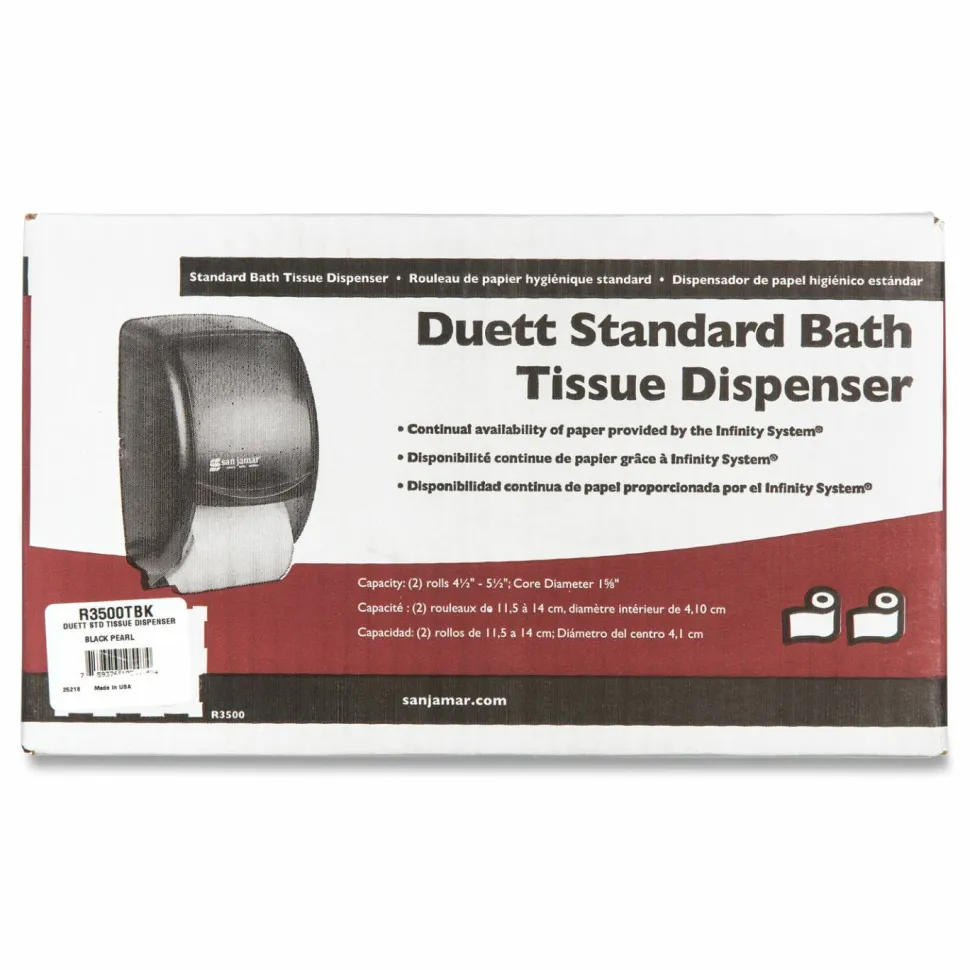 San Jamar Duett Standard Bathroom Tissue Dispenser, Pearl Black