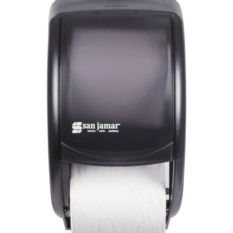 San Jamar Duett Standard Bathroom Tissue Dispenser, Pearl Black