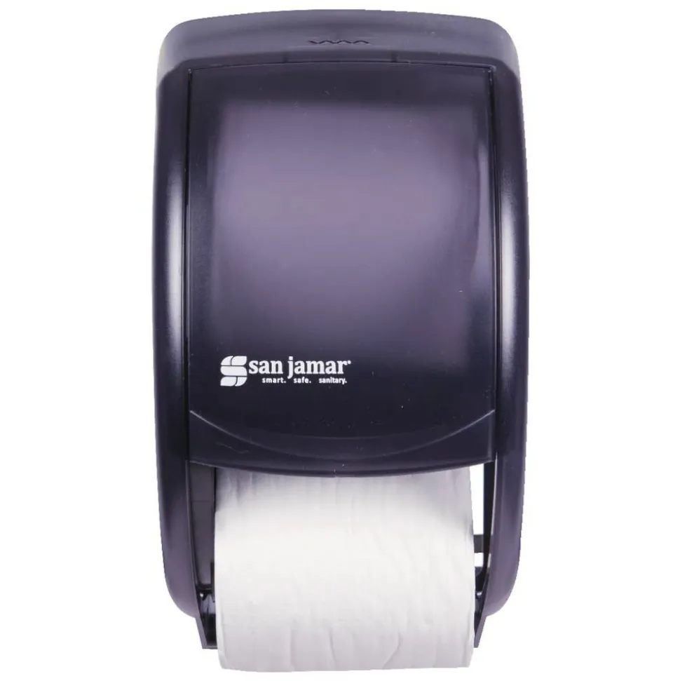 San Jamar Duett Standard Bathroom Tissue Dispenser, Pearl Black