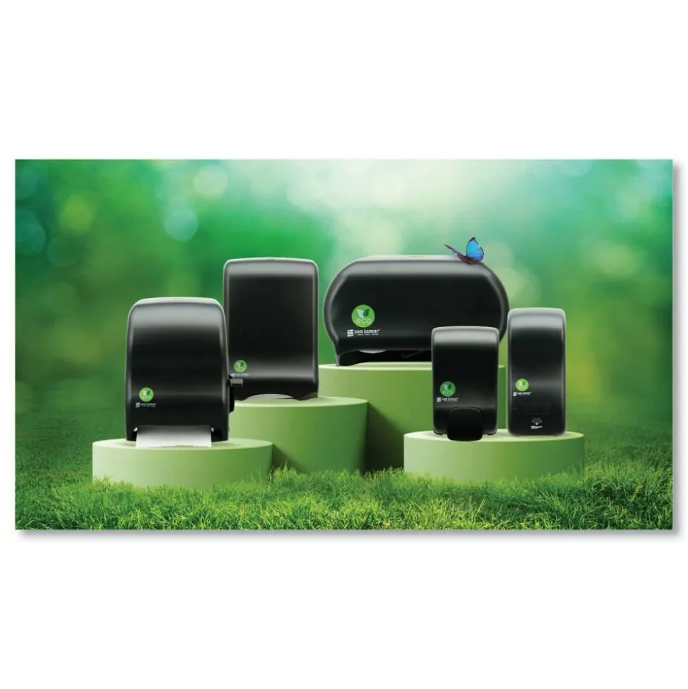 San Jamar Ecological Green Tissue Dispenser, 16.75 x 5.25 x 12.25, Black