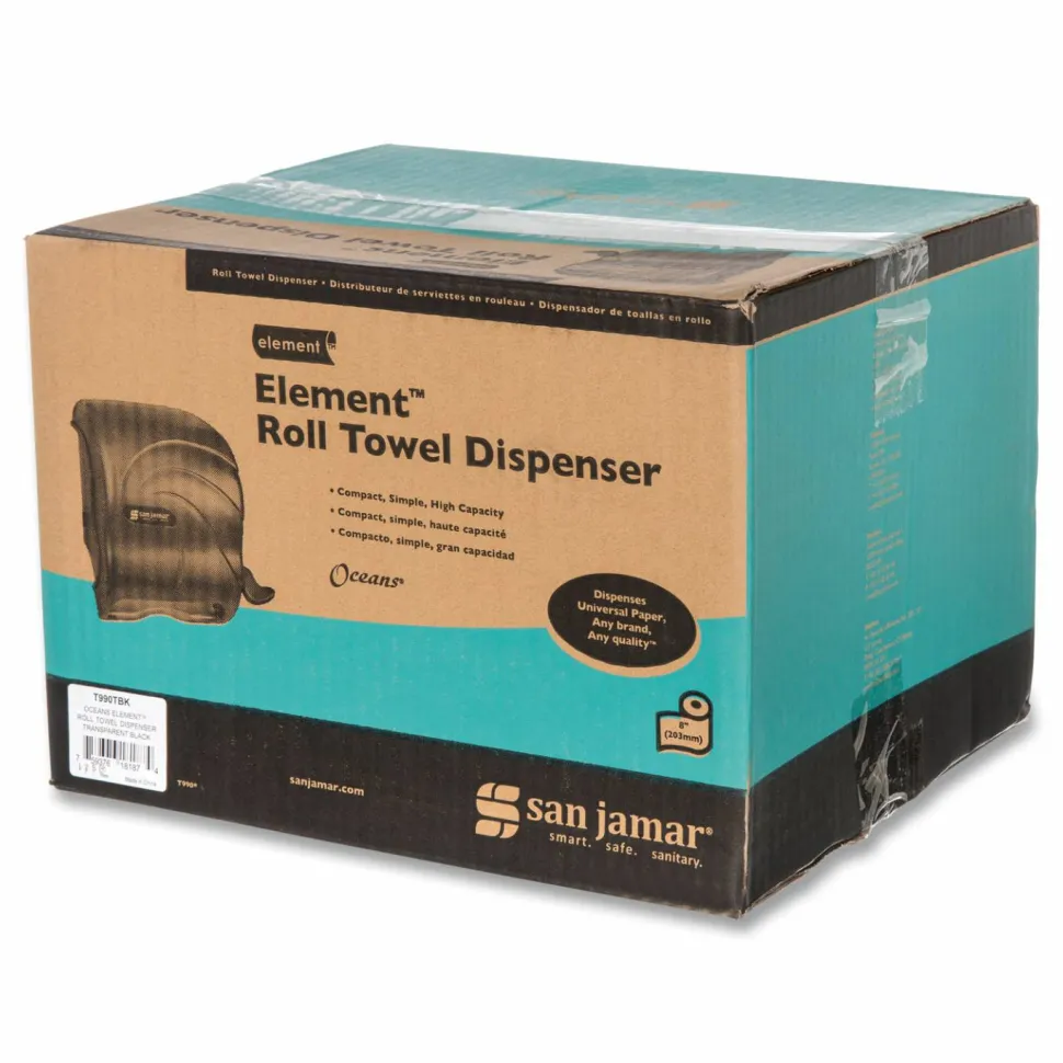 San Jamar Element Lever Roll Towel Dispenser, Oceans, 12.5 x 8.5 x 12.75, Black Pearl