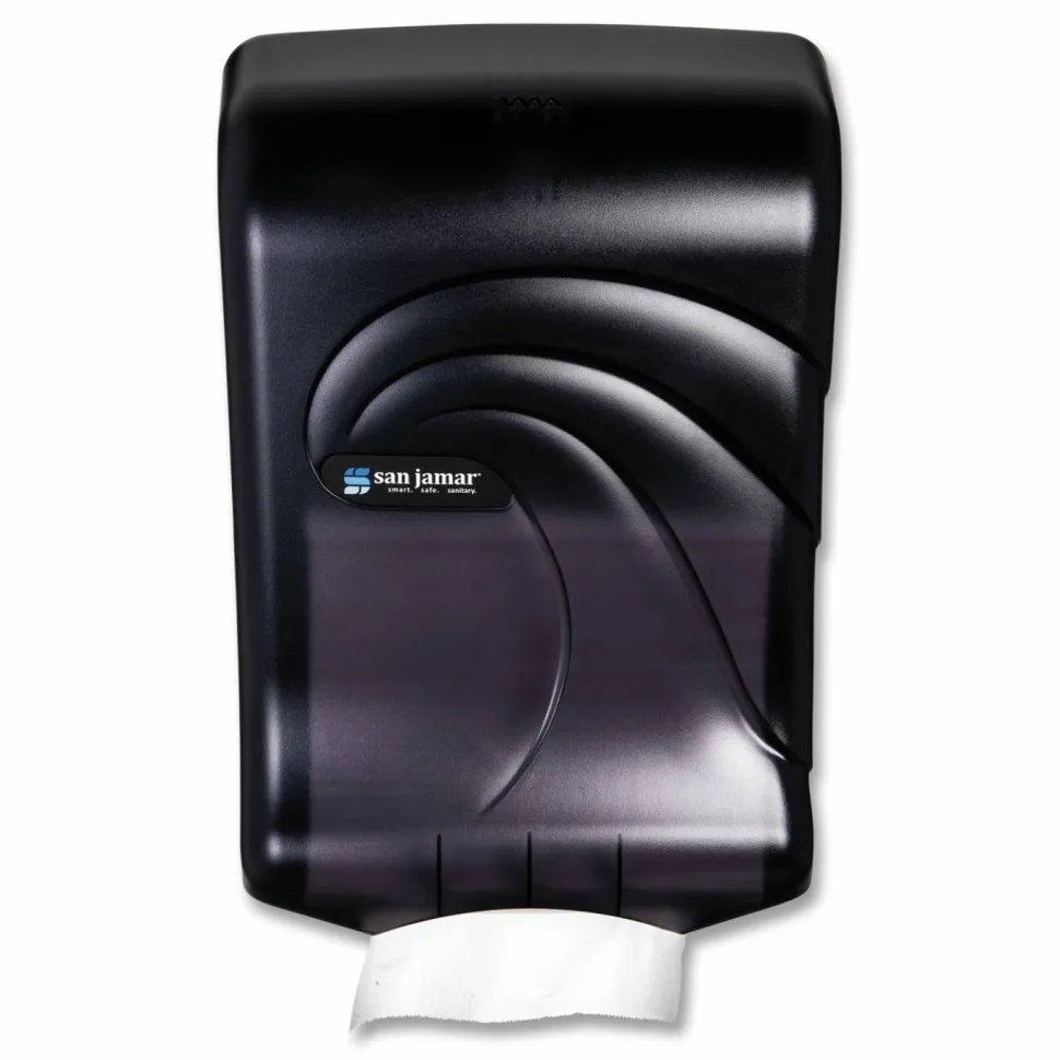 San Jamar Large Capacity Ultrafold Multifold/C-Fold Towel Dispenser, Oceans, 11.75 x 6.25 x 18, Transparent Black Pearl