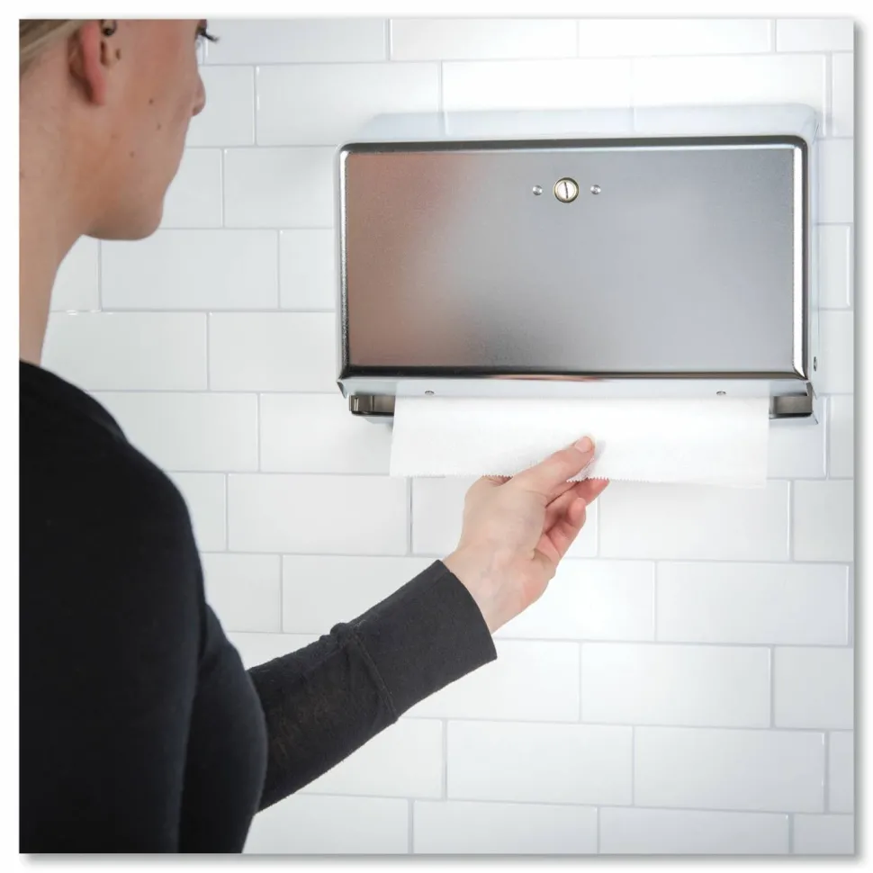 San Jamar Mini Combination Hand Towel Cabinet Dispenser, 11 1/8" x 3 7/8" x 7 7/8", Chrome