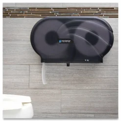 San Jamar 2-Roll Jumbo Toilet Tissue Dispenser, 19" x 5 1/4" x 12", Black Pearl