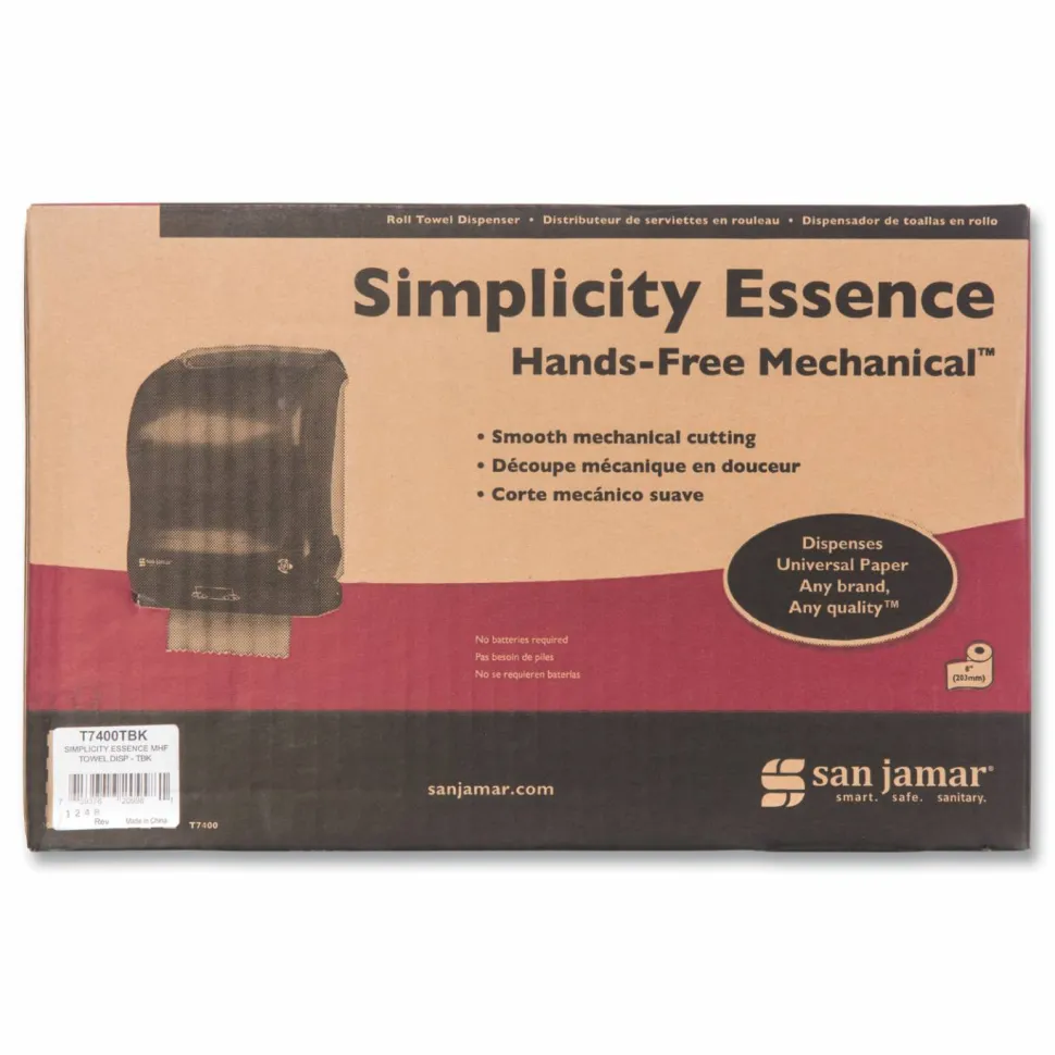 San Jamar Simplicity Mechanical Roll Towel Dispenser, 15.25 x 13 x 10.25, Black