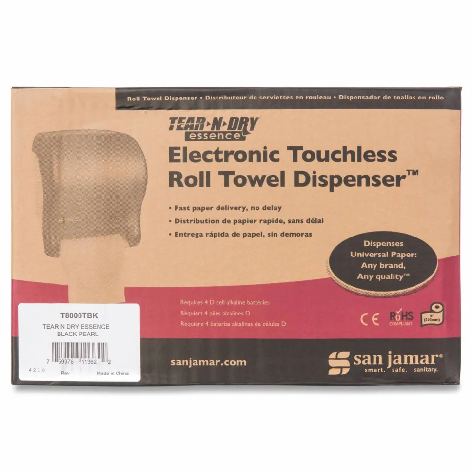 San Jamar Tear-N-Dry Eco Roll Paper Towel Dispenser, 14 7/16" x 11 3/4" x 9 1/8", Black